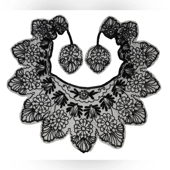 Vintage Black Beaded Mesh Floral Design Bolero Collar Shaw Belt Multi-way Piece - Picture 2 of 16